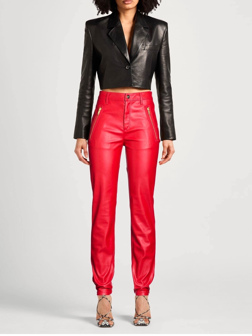 Iceberg Red Faux Leather Jogger Pants